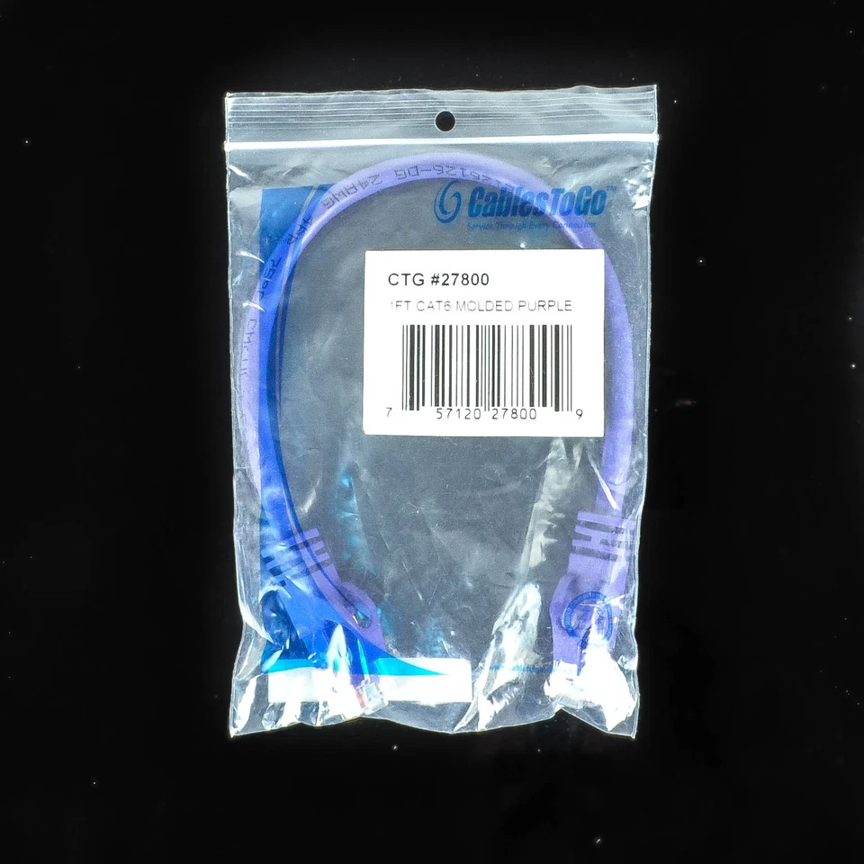 Cables To Go C2G 1FT New PURPLE Ethernet RJ45 CAT 6 Network LAN Patch Foot CAT6 - Image 1 of 3
