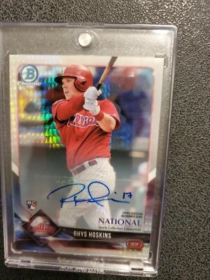 RHYS HOSKINS 2018 Bowman Chrome National Convention Auto Rookie #'d 5/15  - Image 1 of 4
