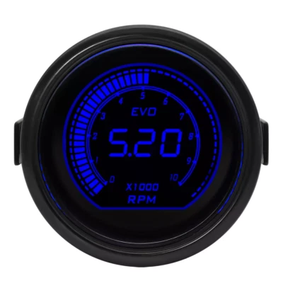 2" 52mm Universal EVO Digital Blue & Red LED 0-10000 RPM Tachometer Gauge Meter - Image 1 of 4