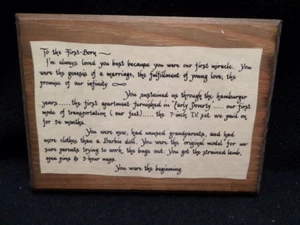 Decoupage Plaque "To the First Born" - great little handcrafted piece - Picture 1 of 3
