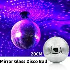 Impressionnante boule miroir disco argent 20 cm avec bague suspendue