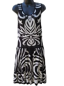 Max Studio Maxi Dress Women Sz L 3910155 Zebra Black White Sleeveless Whimsigoth - Picture 1 of 6