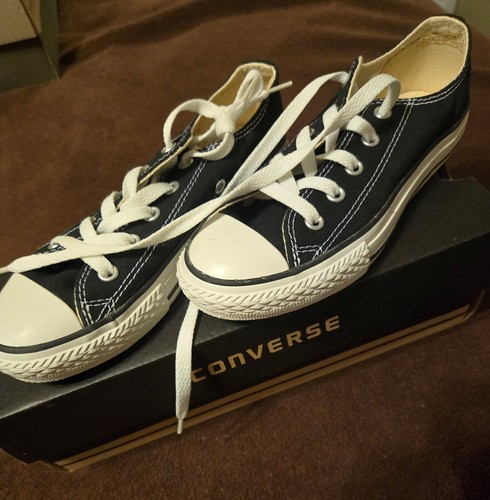 Converse Chuck Taylor All Star Black Canvas basse giovanili taglia 1 nuove con scatola