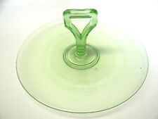 Pressed Depression Glass Green Cookie Serving Dish with Handle Server Platter 