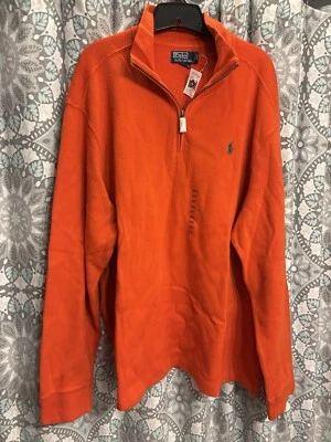 Nuevo con etiquetas Polo Ralph Lauren Hombre Naranja 1/4 Cremallera Pullover 100% Algodón Talla 2XL Foto 1 de 4