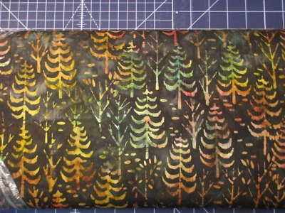 Осень и осень цвета вечнозеленые деревья сосны батик хлопок ткани печати 1 ярд - Изображение 1 из 2