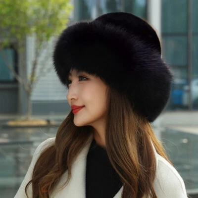 Sombrero de piel de visón real para mujer Sombrero completo de piel de visón Gorra cálida Sombrero de cubo Gorros Foto 1 de 3