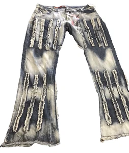 Pantalones de mezclilla para hombre desgastados A.R JEANZ talla 38 lavado blanqueador bolsillos hip hop - Imagen 1 de 13