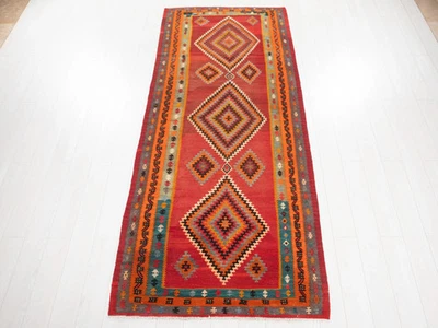 Alfombra de corredor Kilim tribal vintage tejida a mano excelente 10' 1" x 4' Foto 1 de 4
