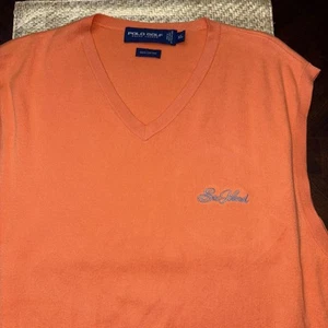 Polo Golf Ralph Lauren Orange V-neck Sweater Vest Sea island  Men’s XL EUC - Picture 1 of 10