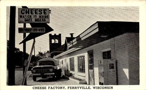 BLACK & WHITE POSTCARD-CHEESE FACTORY, FERRYVILLE, WISCONSIN BK80 - Picture 1 of 2