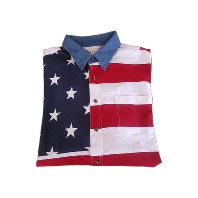 Roper Button Down Western Shirt Mens  Stars Stripes Red White Blue 2XL 54" Chest - Image 1 of 4