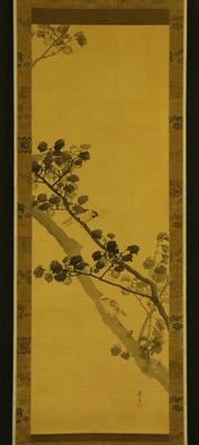 ARTE DE ROLLO COLGANTE JAPONÉS Pintura "Gorriones" Matsumura Keibun #E8695 Foto 1 de 4