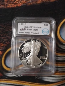 American Silver Eagle 1991-S IGC PR70 DCAM prueba EA122 - Imagen 1 de 2