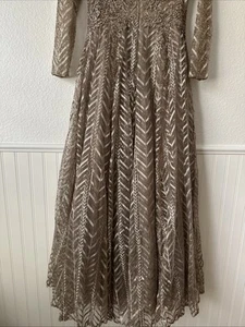 Mac Duggal Embellished Illusion Long Sleeve Wrap Over A Line Gown20189 Size 4 - Picture 1 of 8