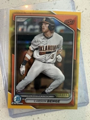 2024 Bowman Draft Chrome College Variation Carson Benge gold /50 BDC-28 SSP - Image 1 of 3
