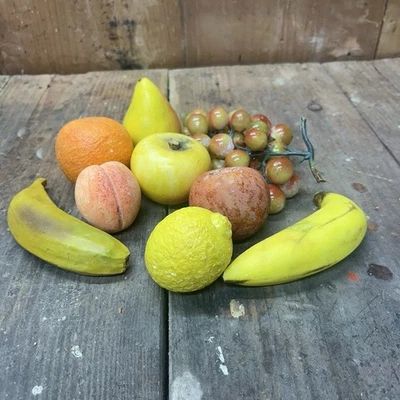 LOTE de 9 frutas de mármol piedra alabastro italiana MCM de colección Foto 1 de 4