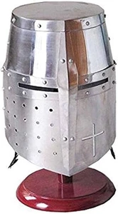 Medieval Templar Knight Helmet Collectors and Historical Enthusiasts With Stand - Picture 1 of 4