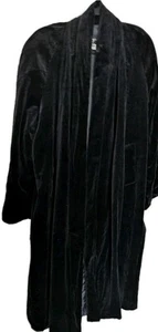 Vtg JS Collections Black Velvet Full Length Opera Coat Women M Draped Formal - Picture 1 of 9