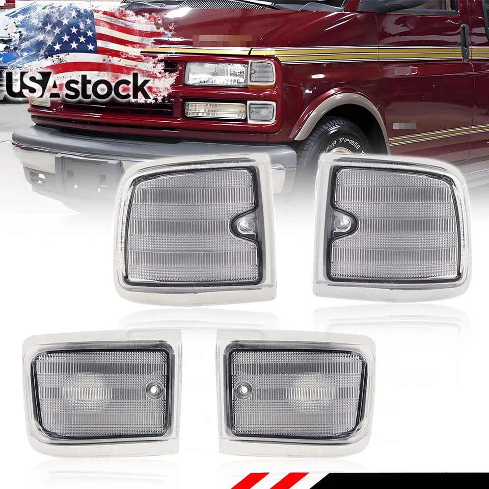 Luces de señalización laterales delanteras con lente transparente de 4 piezas para camioneta Chevry Express 1996-2002 Foto 1 de 4