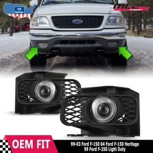 Pair Fog Lights For 1999-2004 Ford F-150 Halo Projector Clear Bumper Driving - Picture 1 of 9
