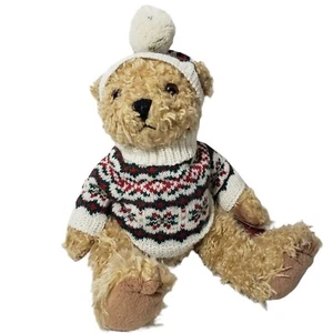 Hollybeary USA Theodor Bear Plush Stuffed Animal Sweater Cap 12 Inches Brown - Picture 1 of 11