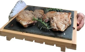 PIETRA LAVICA SICILIANA 38X30X1,5H RETTANGO CON SUPPORTO LEGNO FAGGIO MADE ITALY - Foto 1 di 5