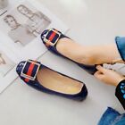 Womens Ballet Flats Square Buckle Slip on Flat Shoes Woman PU Leather