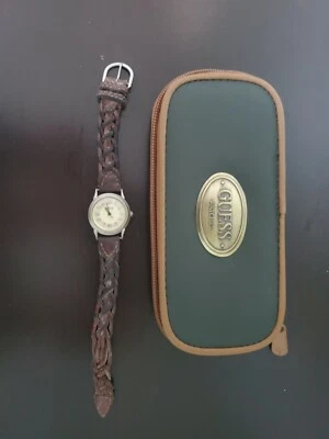 1996 GUESS Women's WRISTWATCH with Orig Case INDIGLO LEATHER BAND 8.5" - Image 1 of 4