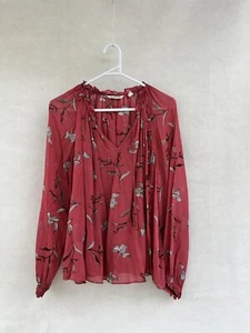 🦋 COUNTRY ROAD viscose Floral Pink Red shirt Tee Top Blouse 14 L - Picture 1 of 4