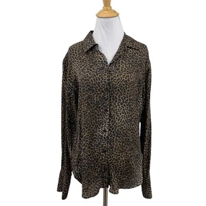 Frame Shirt Womens S Small Leo Silk Standard Leopard Button Front Long Sleeve - Picture 1 of 11