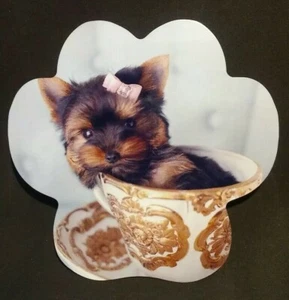 Cute Yorkie Puppy Photo Dog Paw Metal Refrigerator Magnet Made in USA - Picture 1 of 1