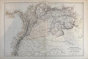 Venezuela, United States Of Columbia & Ecuador (1882) Original Map - Picture 1 of 2