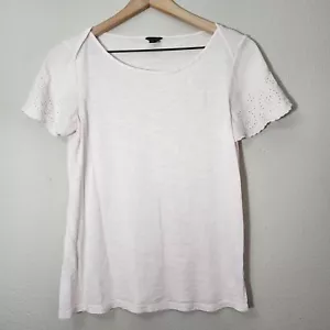 Ann Taylor Mixed Media T-Shirt Blush Pink Eyelet Detail Size XS - Bild 1 von 9