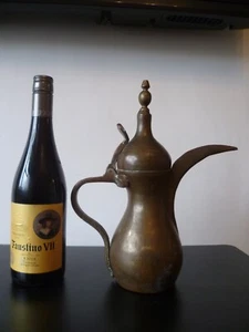 An Antique Turkish / Islamic / Middle Eastern Heavy Brass 'Dallah' Coffee Pot - Picture 1 of 11