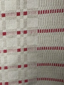 Classic Tablecloth Linen Blend Square  24" x 26" EUC Checked Plaid Red Off White - Picture 1 of 3