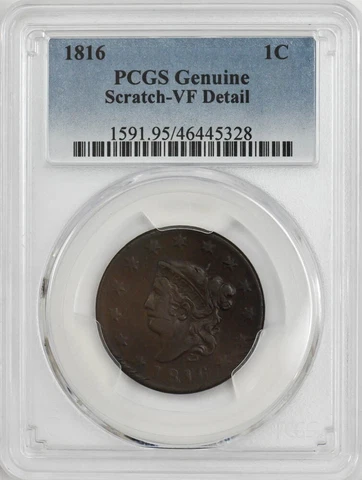 1816 Large Cent 1c N-4 R.2 VF Detail PCGS 946885-59 Cover