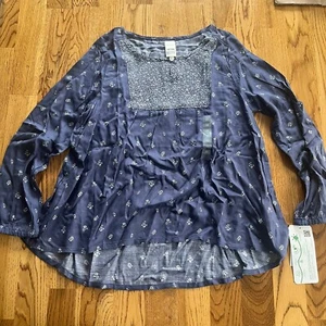 Carters Peasant Shirt Top Blue Floral Blouse Girls Size 10 - Picture 1 of 4