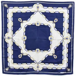 Cartier 100% Seide Schal Blau Weiß - Bild 1 von 15