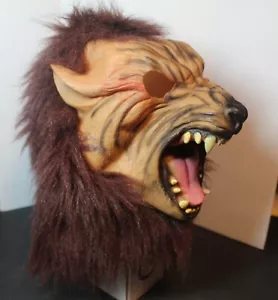 Máscara de Halloween de hombre lobo de goma cabeza completa tamaño adulto con piel realista - ¡ATERRADORA! - Imagen 1 de 4