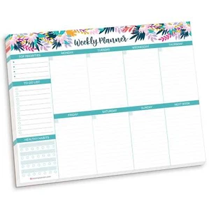 Bloom Daily Planners Planning Pad 8.5x11 Horizontal Semanal Planner Teal Floral - Imagen 1 de 15