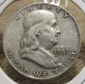 Medio dólar #1 1957-D Benjamin Franklin 90 % plata 50 c - Imagen 1 de 2