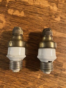 Hubbell Pull Apart Brass Cap Fan Attachment Plugs Nice Condition. Pair - Picture 1 of 6