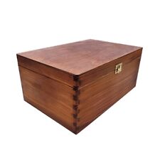Wooden Box Without Handles Closed with Latch Hand Painted, Brown