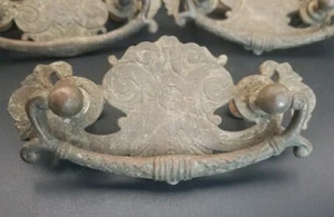 5 Reclaimed Ornate Bronze Brass Drawer Pulls "x L138 - Picture 1 of 12