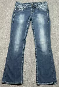 VIGOSS The Dallas Bootcut Denim Jeans Womens 7/8 33 Blue Low Rise Button Zip - Picture 1 of 12