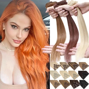 LIQUIDACIÓN Clip en Extensiones de Cabello Humano 100% Extensión de Cabello Remy Liso 8-24IN - Imagen 1 de 34