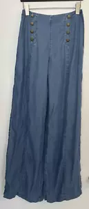 Pantalone chambray abercrombie fitch lyocell zip laterale dettaglio bottoni gamba larga taglia 4 - Foto 1 di 15