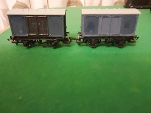 2 X HORNBY CLOSED WAGONS RE PAINTED - Picture 1 of 4