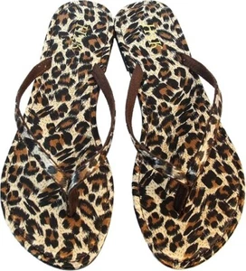 H2K Women's Leopard Flat Thong Flip Flops Sandals Sassy Size 9 - Picture 1 of 4